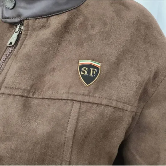 SF Faux Brown Leather Riding Jacket size Medium - Picture 8 of 8